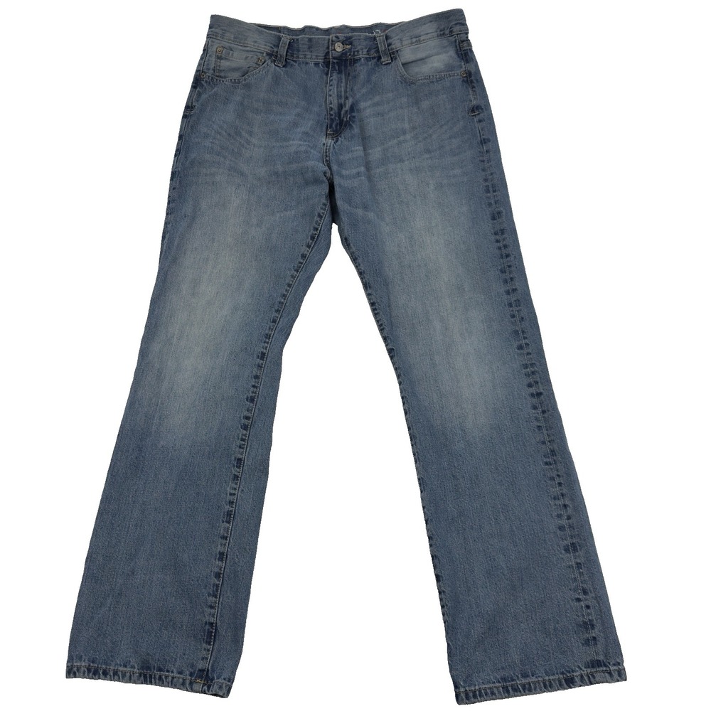 IZOD Vintage Distressed Jeans Mens 38x34 (38x33 Fit)‎ Blue Relaxed Straight Leg